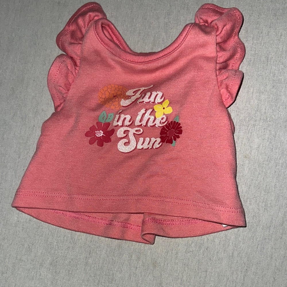 Kids 0-3M Quiltex Pink Ruffle Tank Top.